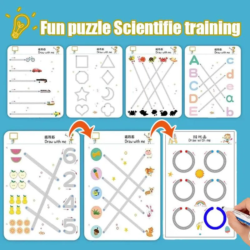 🖍️ Children Montessori Drawing Toy Pen Control Training Color Shape Math Match Game Set