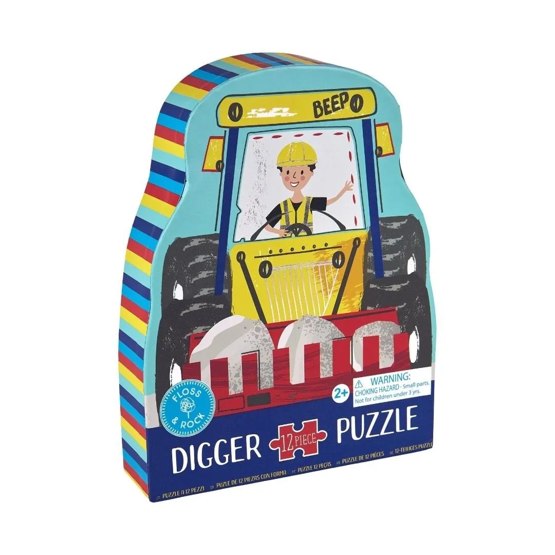 12 Piece Shaped Jigsaw Puzzle - Digger