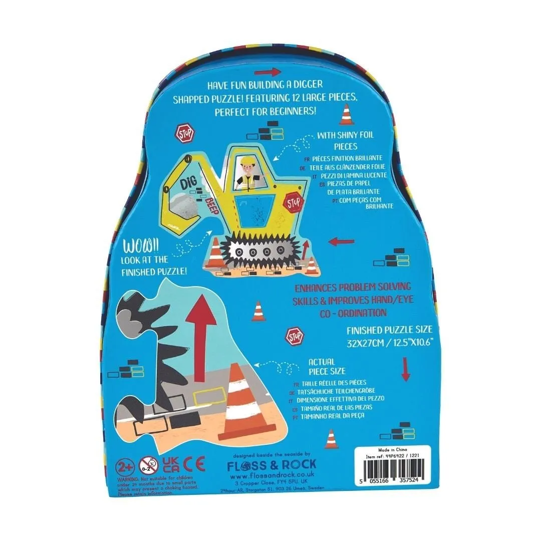 12 Piece Shaped Jigsaw Puzzle - Digger