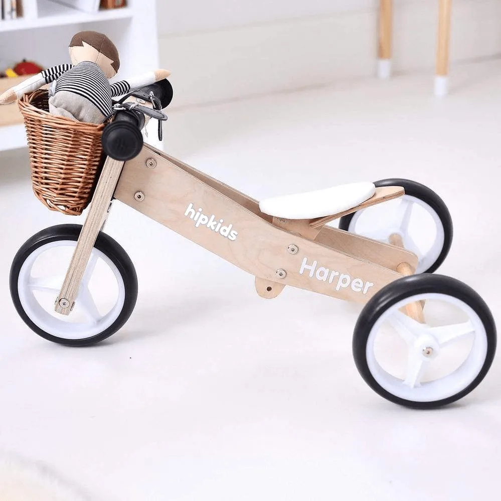 2 in 1 Toddler Mini-Trike/Balance Bike with Wicker Basket