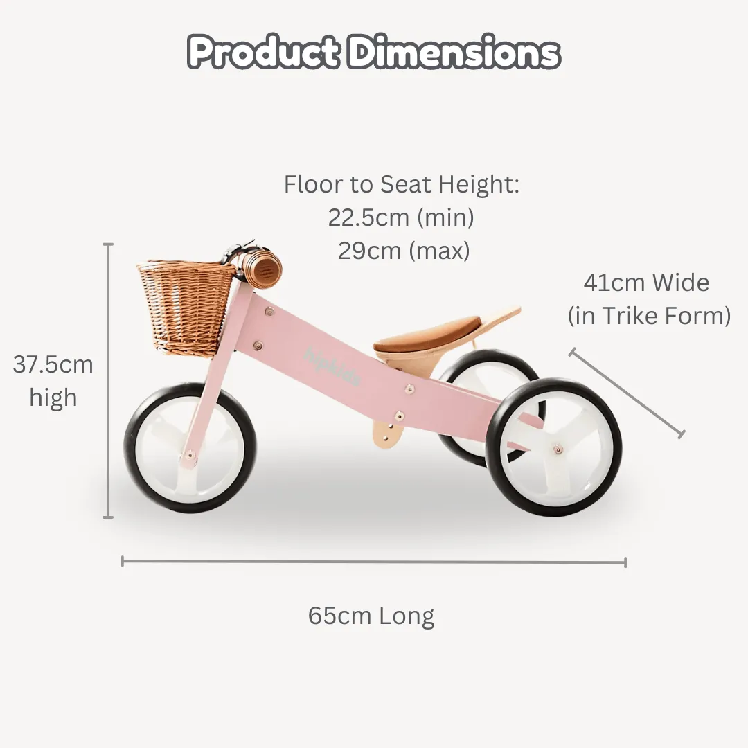 2 in 1 Toddler Mini-Trike/Balance Bike with Wicker Basket