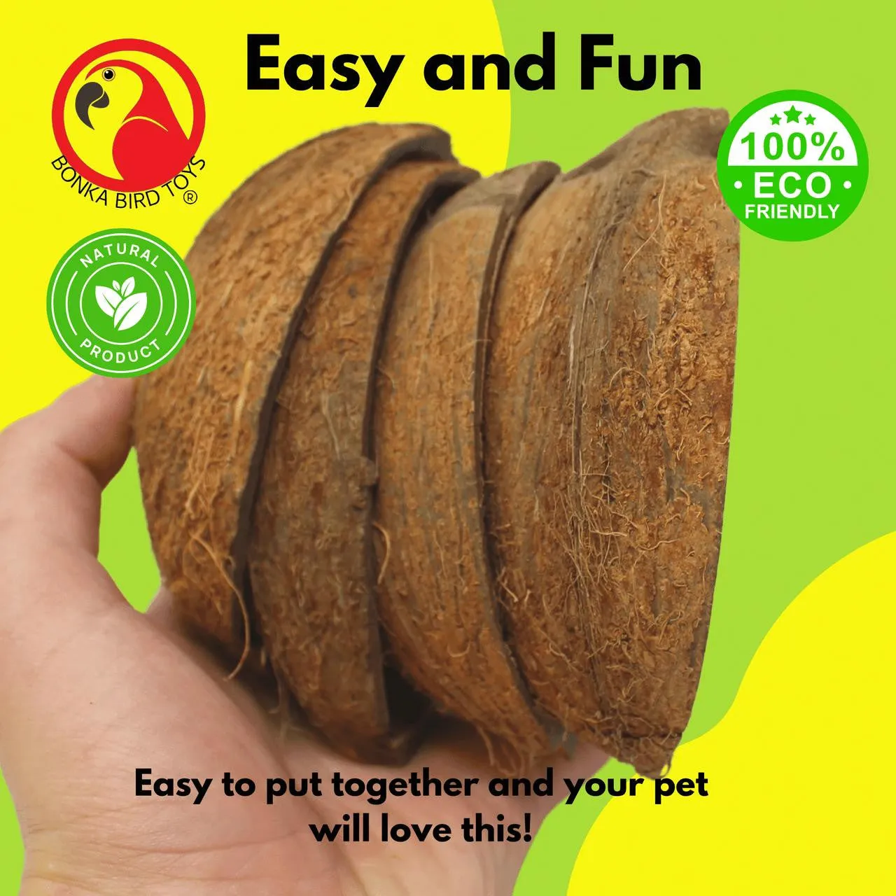 3275 Pk4 Half Shell Coconuts with Fiber