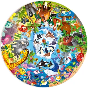 48 Pcs Round Giant Puzzles for Kids Ages 4-6 | Animals