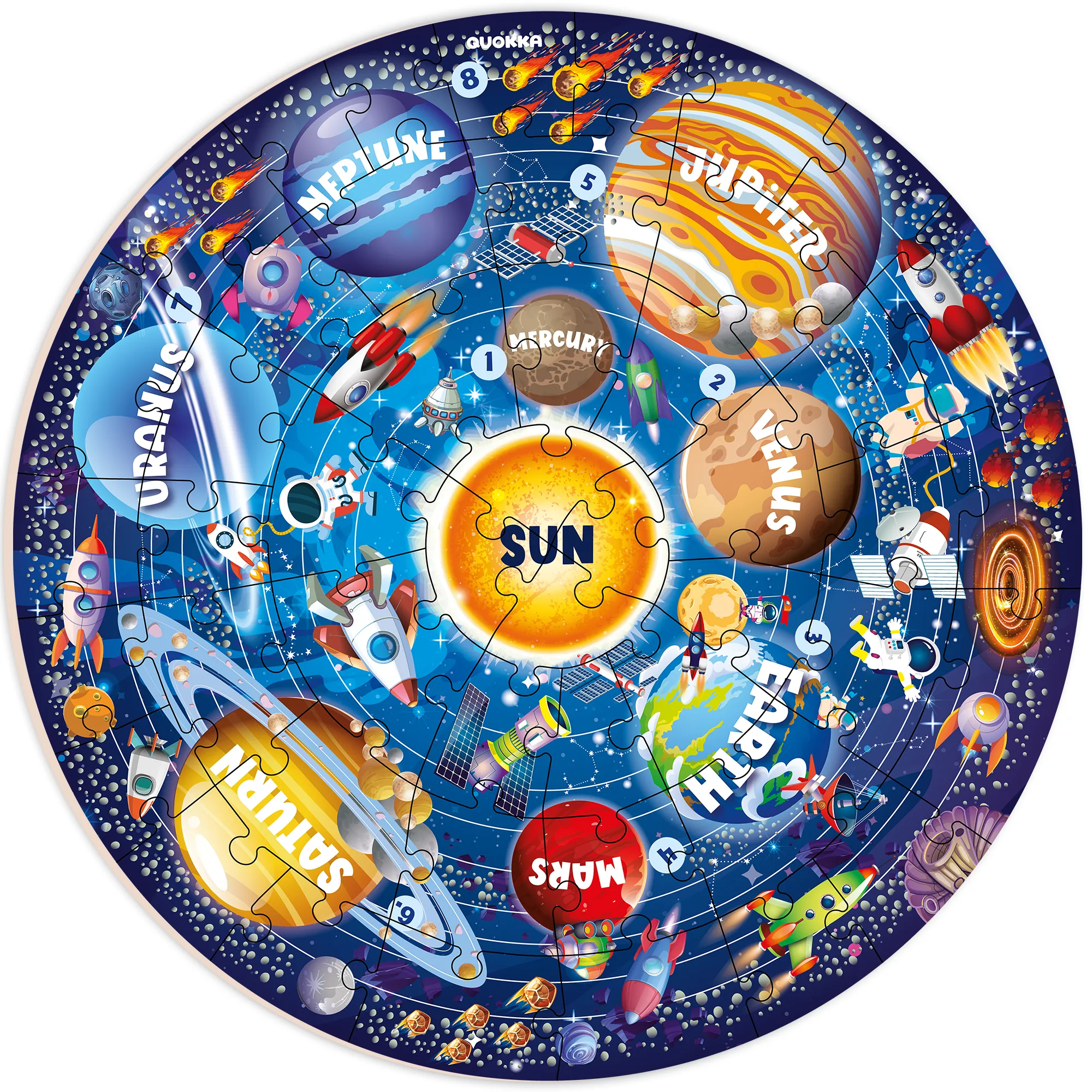 48 Pcs Round Giant Puzzles for Kids Ages 4-6 | Space