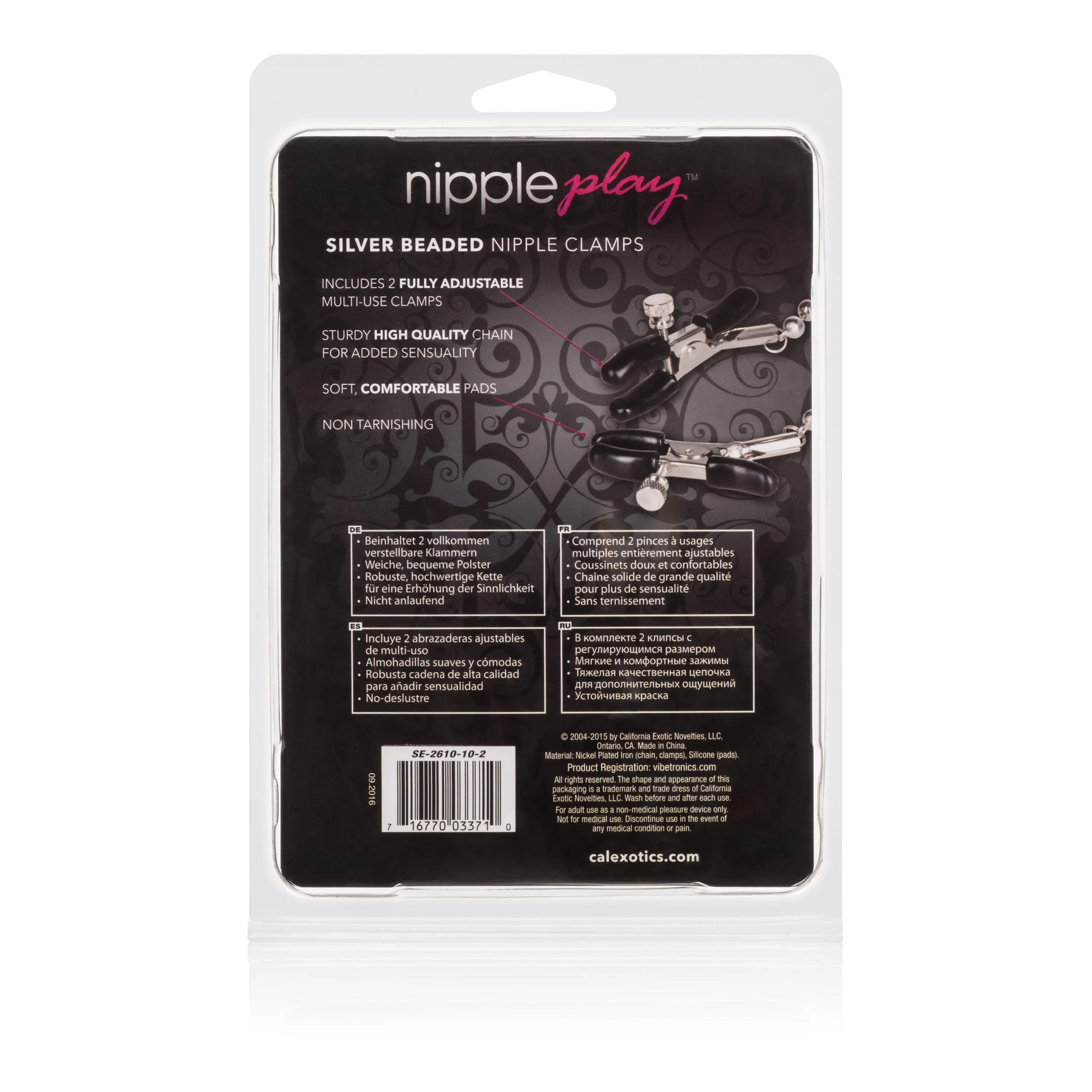 Adjustable Silver Nipple Clamps with Comfy Rubber Coating