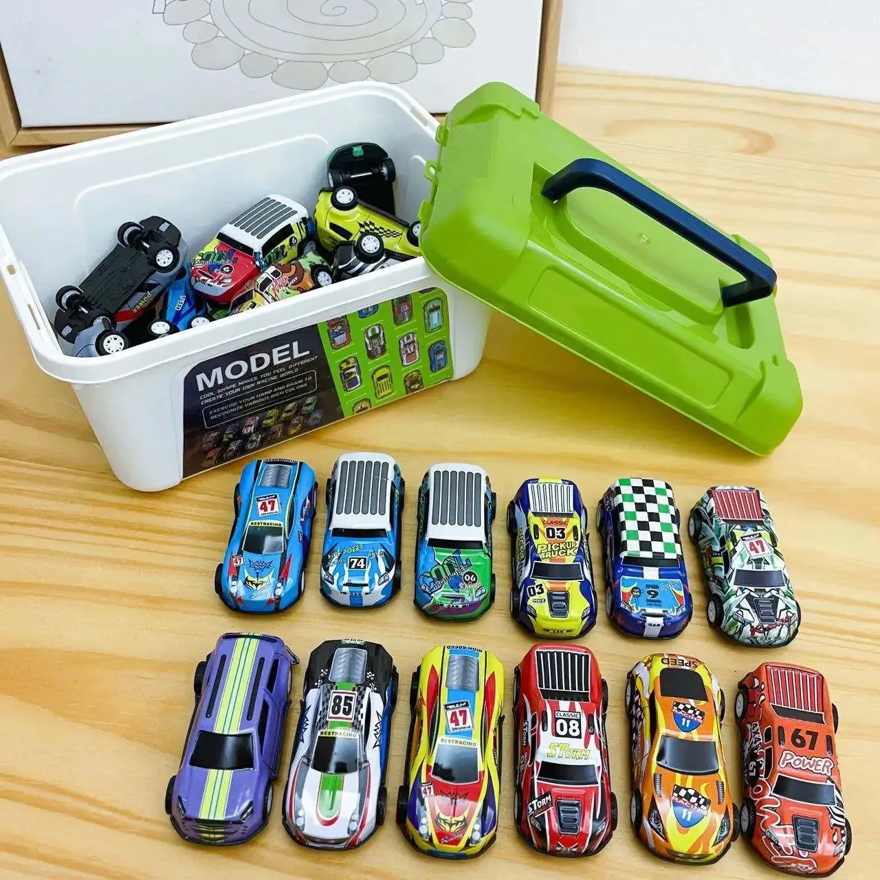 Alloy Racing Car Toy Set with Storage Box - Exciting Collectible Models