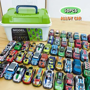 Alloy Racing Car Toy Set with Storage Box - Exciting Collectible Models