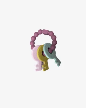 Baby Toy Key Teether Rattle | Mauve |  Three Hearts Modern Teething Accessories