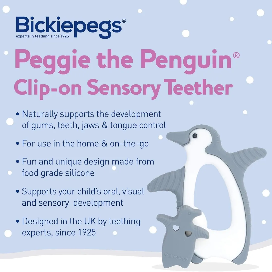 Bickiepegs Peggie The Penguin Clip-on Sensory Teething Toy  (T)