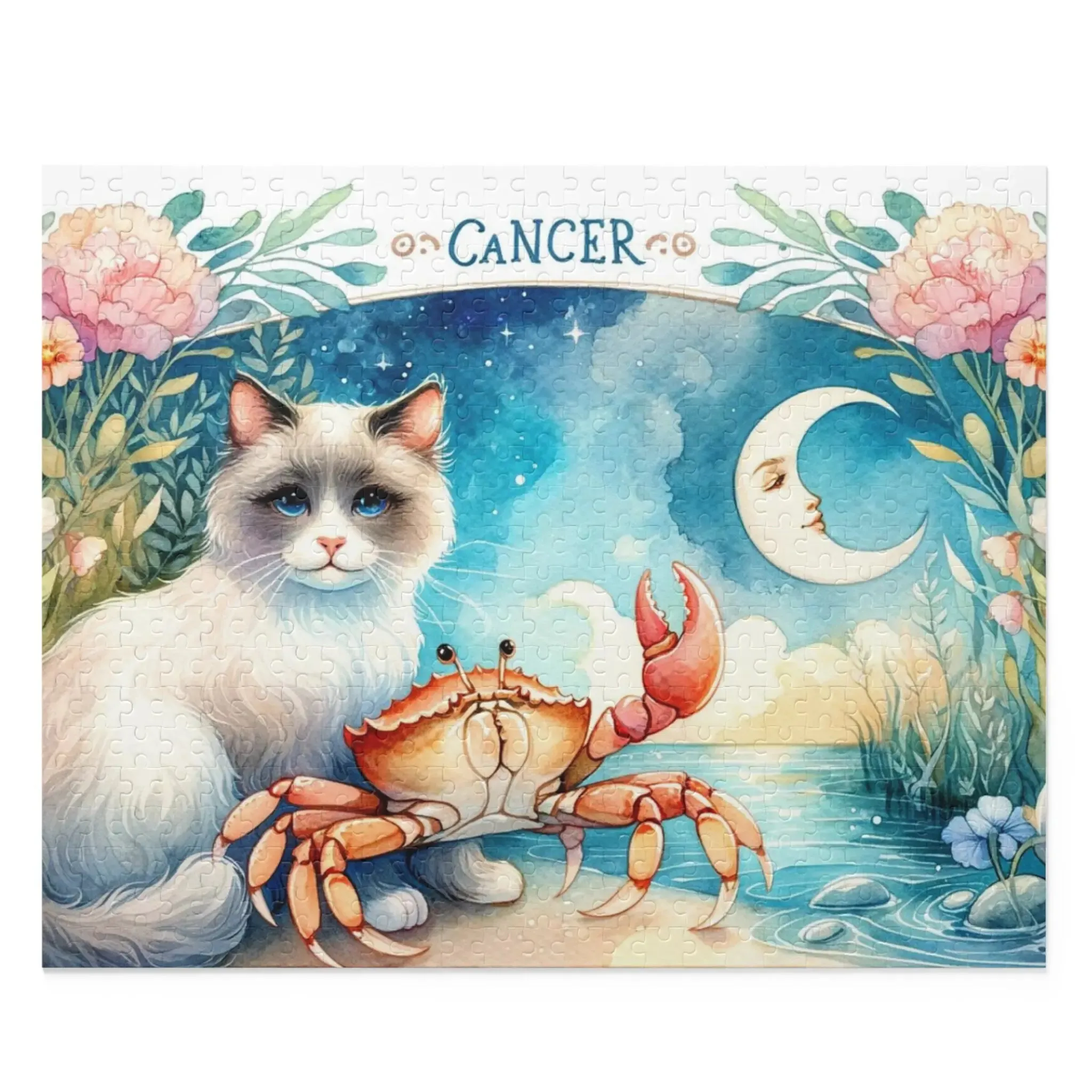 Cancer Zodiac Birthday Puzzle - Cat Lover Gift 120, 252, or 500 -piece options