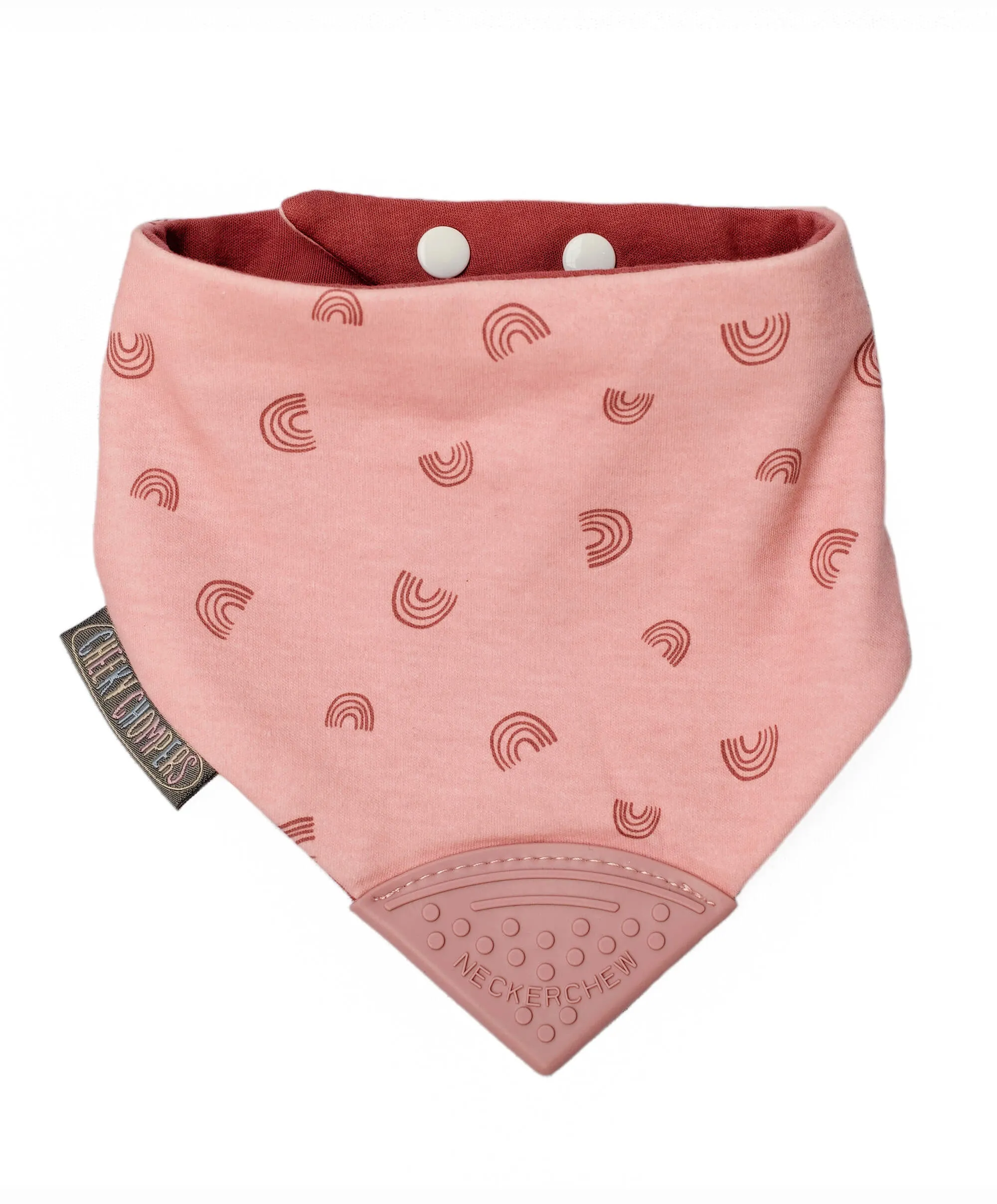 Cheeky Chompers Neckerchew Teething Dribble Bib - Pink Rainbow