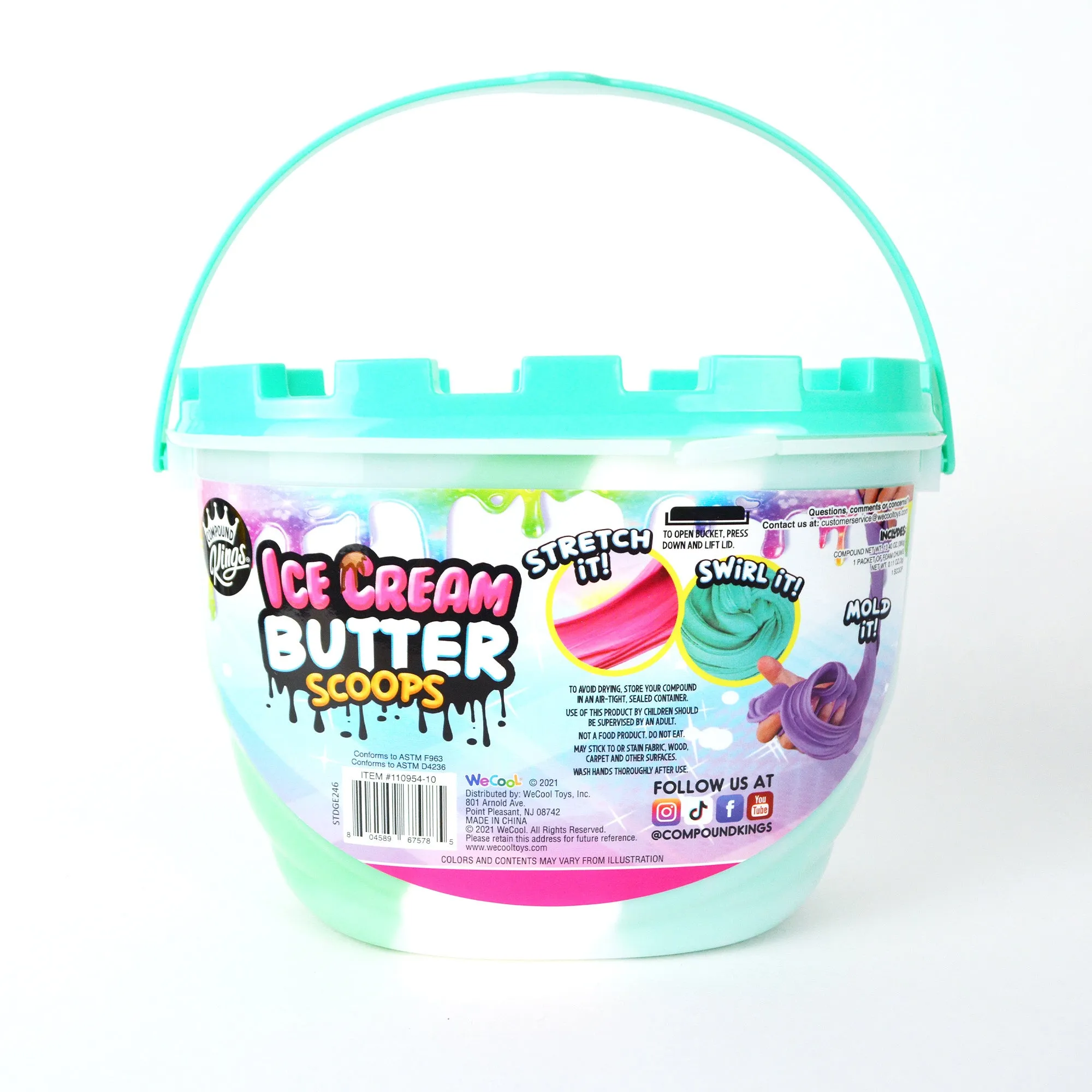 COMPOUND KINGS Fluffy Ice Cream Butter Scoops Compound Bucket For Girls & Boys | Sensory Toys | Non-Sticky | Stress Relieving Tactile |  Ages 4   |  (Mermaid Mint Chocolate Chunk)