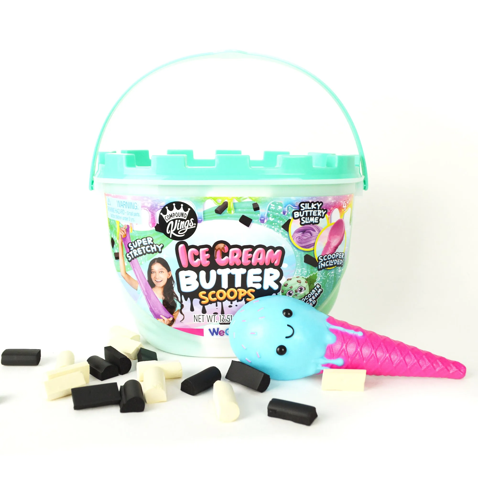 COMPOUND KINGS Fluffy Ice Cream Butter Scoops Compound Bucket For Girls & Boys | Sensory Toys | Non-Sticky | Stress Relieving Tactile |  Ages 4   |  (Mermaid Mint Chocolate Chunk)