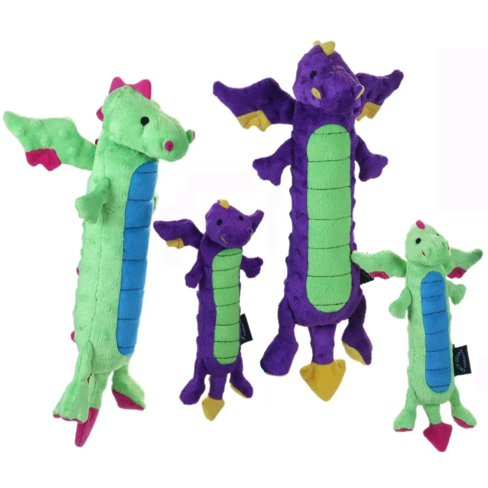 GoDog Green Skinny Dragon Plush Dog Toy