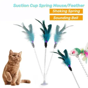 Interactive Spring Mouse & Feather Cat Toy