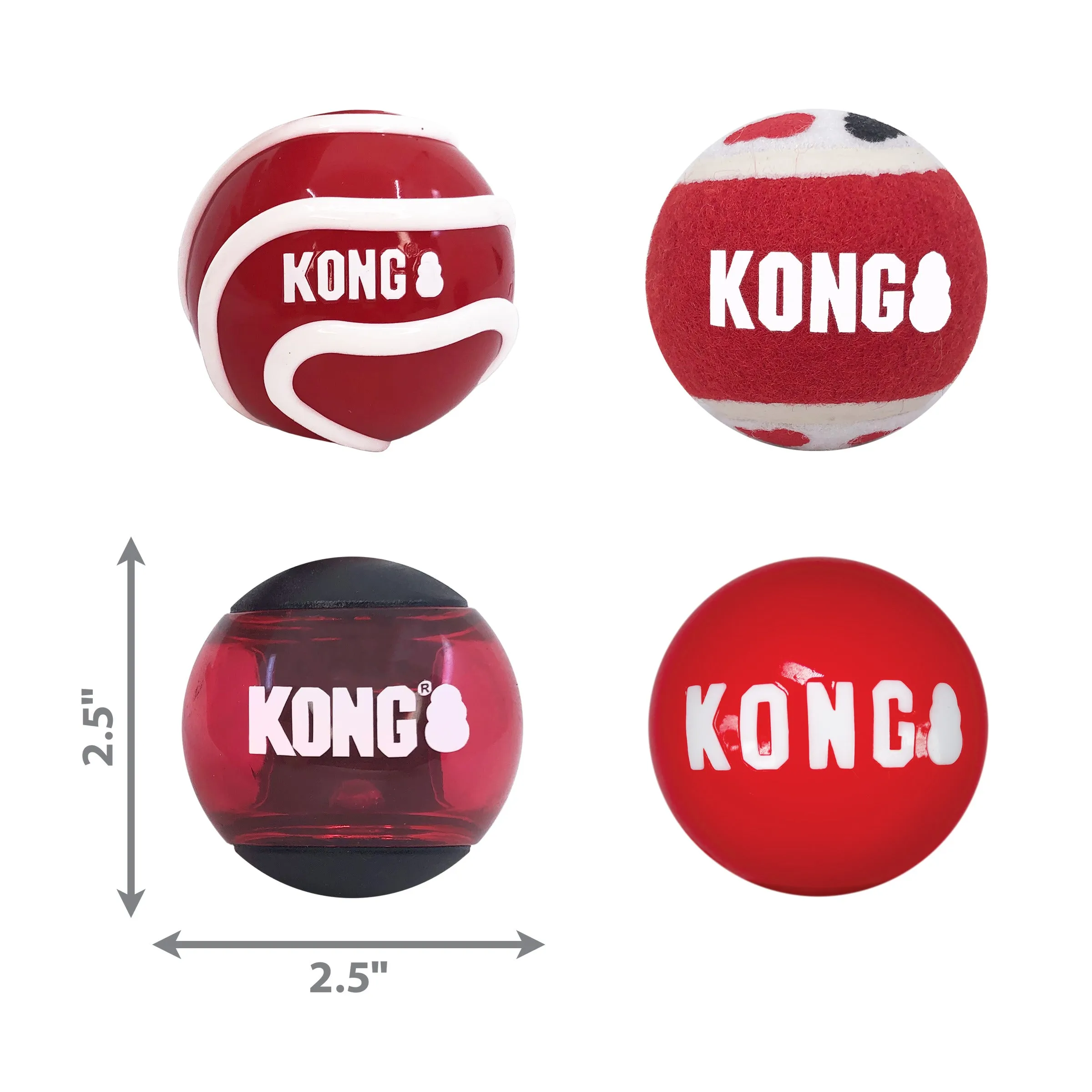 Kong Medium Signature Balls 4-Pack, Dog Toy