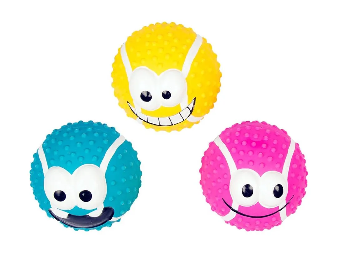 Latex Tennis Ball Smiley Mix 9cm - display mixed colors