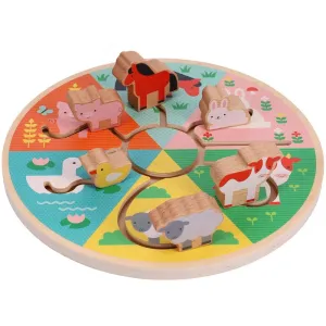 Petit Collage Farm Animals Wooden Sliding Maze Red