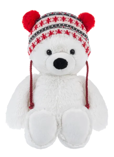 Plush White Bear with Red Winter Hat