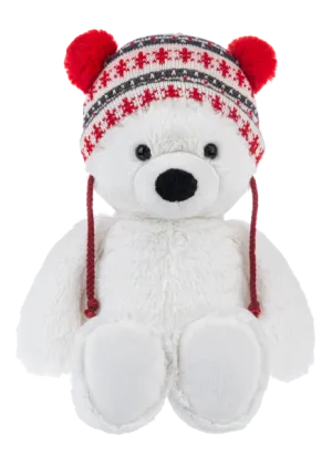 Plush White Bear with Red Winter Hat