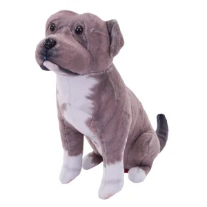 Rescue Pit Bull Gray Dog Stuffed Animal with Sound 5.5"