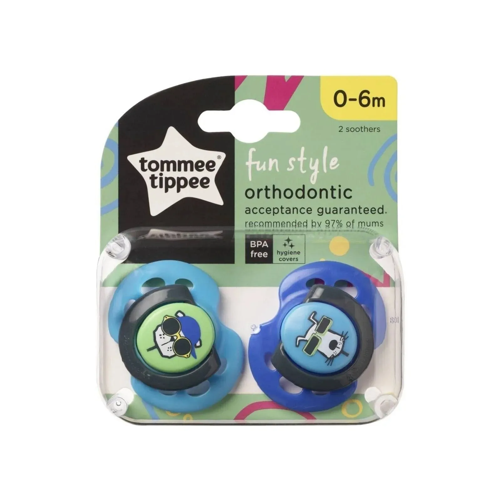 Tommee Tippee Closer to Nature Fun Air Soother 0-6M Pack of 2 Assorted