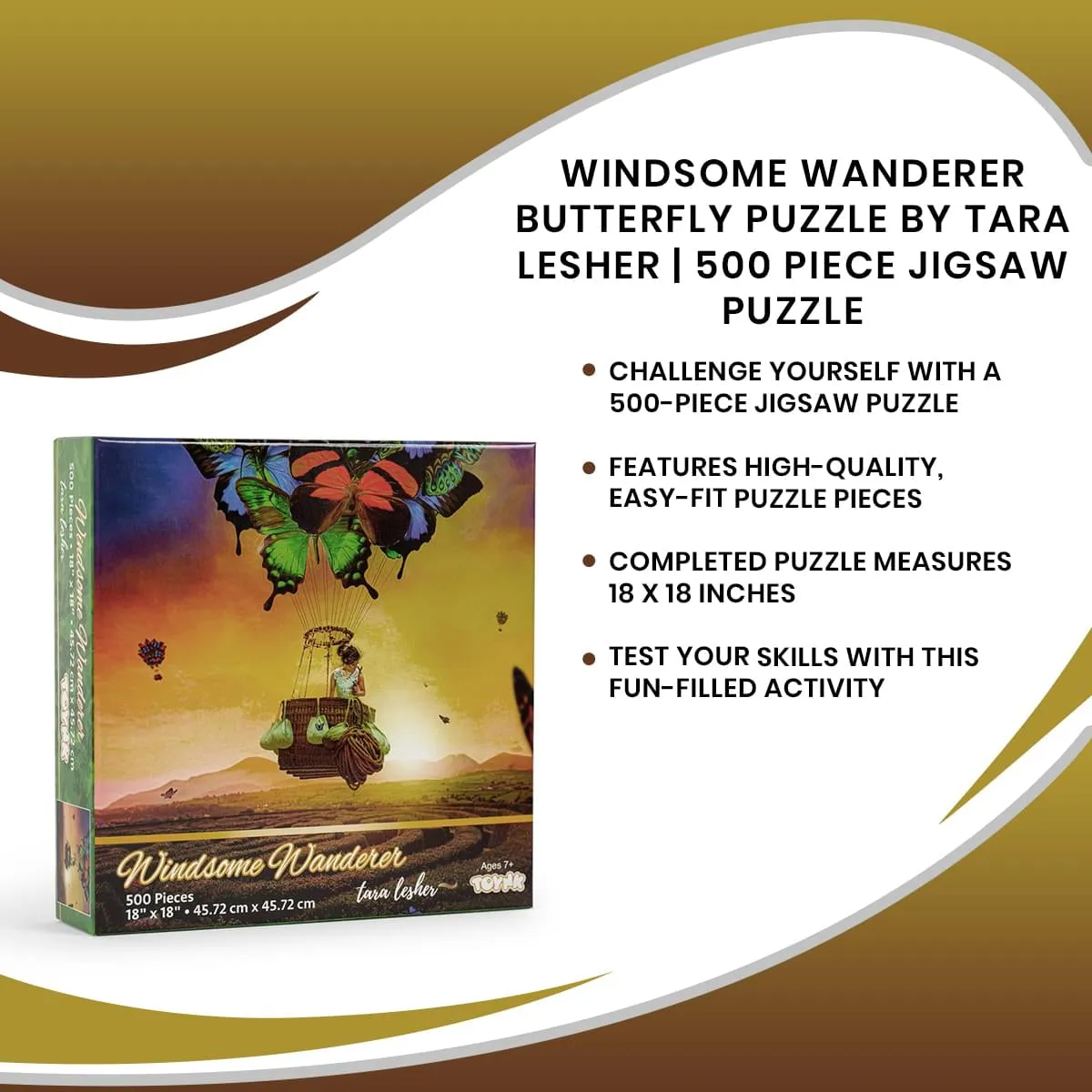 Windsome Wanderer Butterfly Puzzle By Tara Lesher | 500 Piece Jigsaw Puzzle