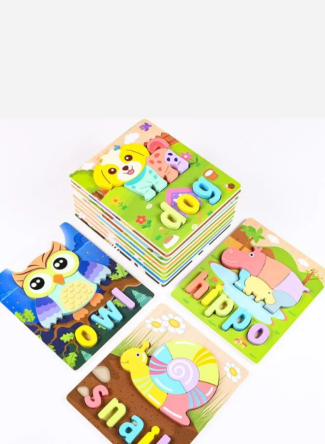 Wooden 3D Puzzle Educational Toys for Children Teaching Aid Frog