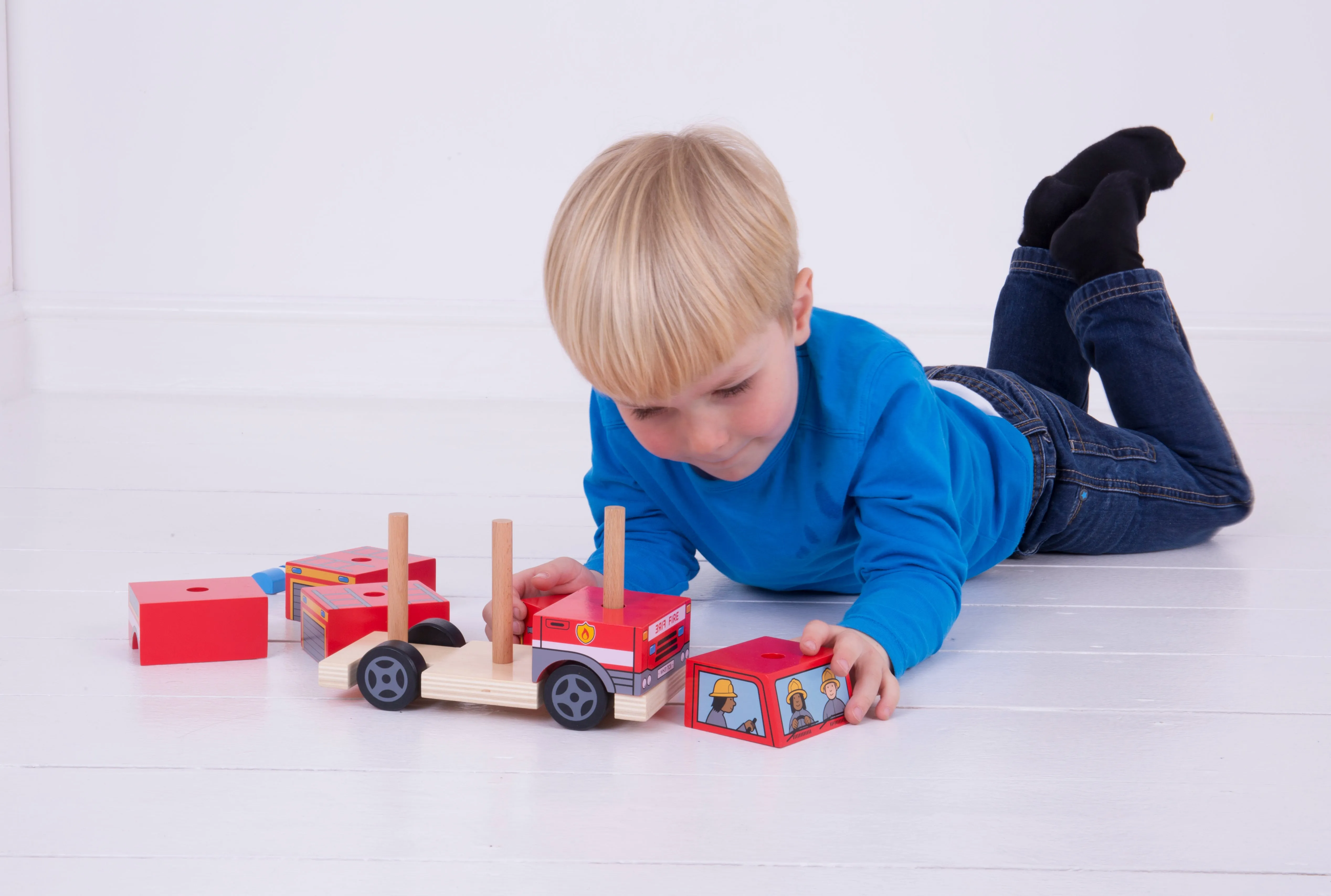 Wooden Stacking Fire Engine