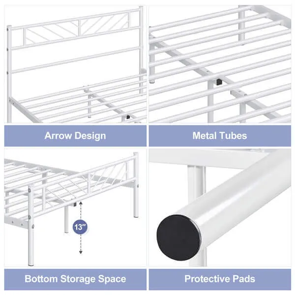 Yaheetech Minimalist Metal Platform Bed with Arrow Design